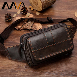 MVA Men's Waist Bag Leather Male Fanny Pack Money Belt Bag Men Phone Man Belt Shoulder Bags for Men Travel Waist Pack 8966