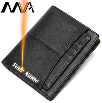 MVA Purse Wallet Men Leather Slim Man Wallet Genuine Leather Purse For Men Short Standard Wallets Male Engrave Walelts Card 8563