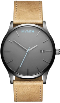 MVMT Classic Gunmetal Sandstone MM01-GML - Horloge - Leer - Beige - 45mm