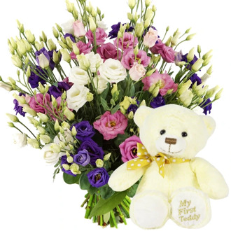 My first Teddy + Boeket bloemen