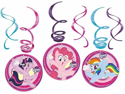 My Little Pony 6x stuks Feest My Little Pony rotorspiralen 50 cm hang decoraties - Hangdecoratie Multikleur