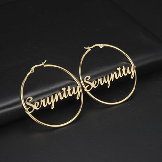 My Shape Custom Name Earring Hoop Earrings For Women Girl Personalized Stainless Steel Hiphop Circle Pendientes Pendant Jewelry