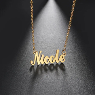 My Shape Custom Name Necklace Stainless Steel Customized Personalized Letter Rose Gold Choker Necklace Pendant Nameplate Gift