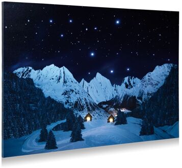 My Village Achtergrond Canvas Berglandschap Nacht 76x56 Cm