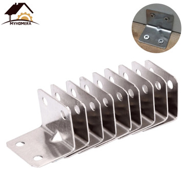 Myhomera 10Pcs Stainless Steel Corner Bracket Connectors Corner Stand Right Angle Support Furniture Protector Hardware L Shape