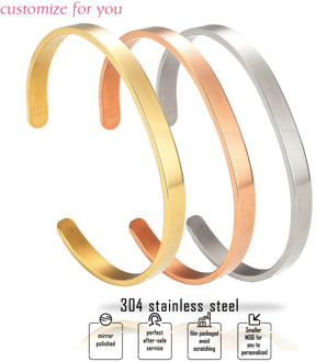 MYLONGINGCHARM Customize Bangles-Engrave your message or words-6mm widthness Cuff Bangle-Stainless Steel bangle bracelet-unbent