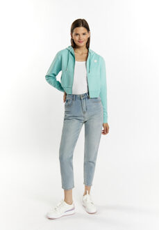 MYMO Bijgesneden hoodie met rits Dames aqua - maat S Licht Groen