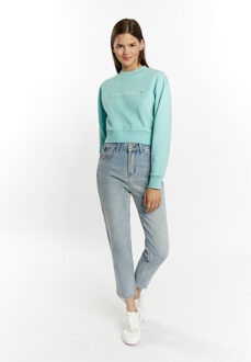 MYMO Cropped sweatshirt Dames aqua - maat M Turquoise
