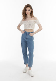 MYMO Gebreid overhemd Dames wolwit Gebroken wit - XS