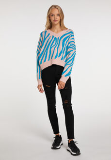 MYMO Gebreide trui Dames Roze turkoois - maat XL/2XL Turquoise