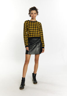 MYMO Gebreide trui Dames Zwart Geel