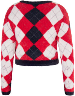 MYMO Gebreide trui Dames Zwart Rood Veelkleurig - maat L Zwart/Veelkleurig