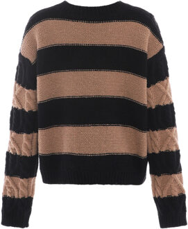 MYMO Gebreide trui Dames Zwartbruin Zwart/bruin - XL/2XL