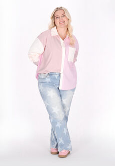 MYMO Grote maat blouse vrouwen lichtroze strepen