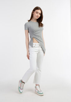 MYMO Jerseyshirt van geribd breisel Dames grijs melange - maat XS/S