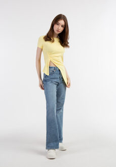 MYMO Jerseyshirt van geribd breisel Dames lichtgeel - maat M/L