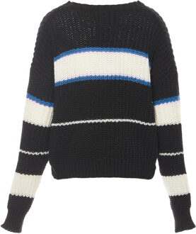 MYMO Jumper Dames ZWART GEBROKEN WIT TURQUOISE - maat M/L