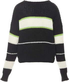 MYMO Jumper Dames ZWART GEBROKEN WITTE LIMOEN - maat XL/2XL