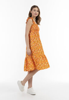 MYMO midi-jurk Dames Oranje Veelkleurig