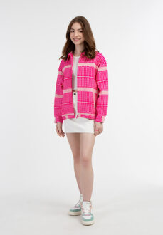 MYMO Oversized blouson Dames roze wol wit - S