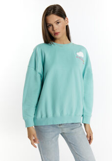 MYMO Sweatshirt met applicatie Dames aqua - maat Turquoise