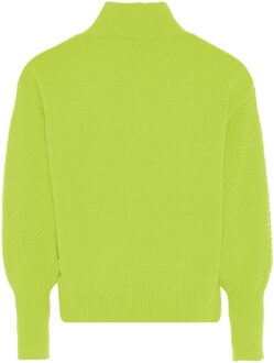 MYMO Trui met bloemenborduursel Dames kalk - maat XL/2XL Limoengroen