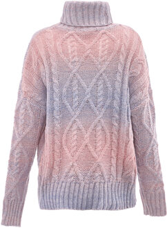 MYMO Trui met coltrui Dames blauw roze - maat XL/2XL