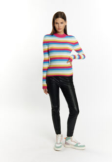 MYMO Trui met ribbels Dames Roze Veelkleurig