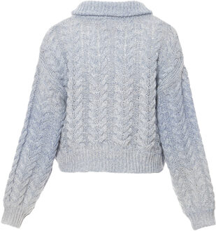 MYMO Vest Dames Blauw wol wit - maat Blauw en wit