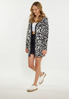 MYMO Vest Dames wol wit zwart Zwart en Gebroken Wit - M