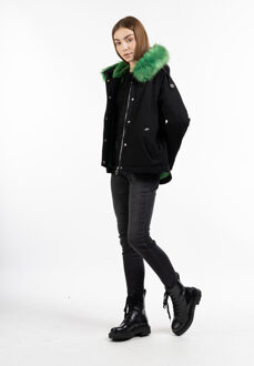 MYMO winterjas houduwarm Dames zwart groen Zwart/Groen - L