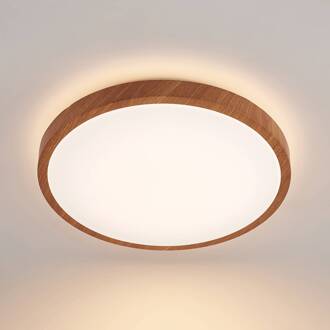 Mynte LED plafondlamp, rond, 42,5 cm licht hout, wit
