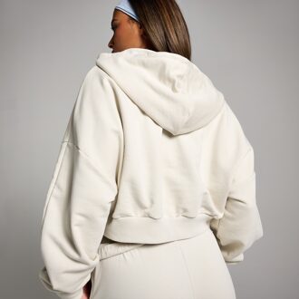 MYPROTEIN MP geropte hoodie met rits en opgestikt motief - Beenwit - S Crème