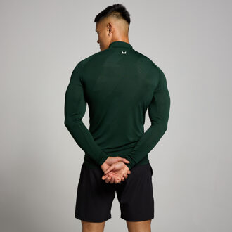 MYPROTEIN MP Tempo naadloos shirt met kwartrits en opdruk van pilaar voor heren - Donkersmaragdgroen - XL