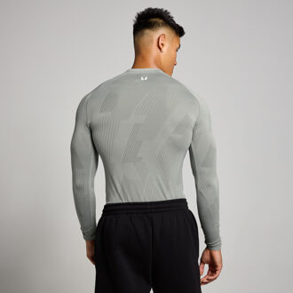 MYPROTEIN MP Tempo naadloze top met lange mouwen en opdruk van pilaar voor heren - Stormgrijs - M