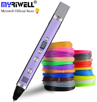Myriwell 1.75mm ABS/PLA DIY 3D Pen LED Screen,USB Charging 3D Printing Pen+100M Filament Creative Toy Gift For Kids Design