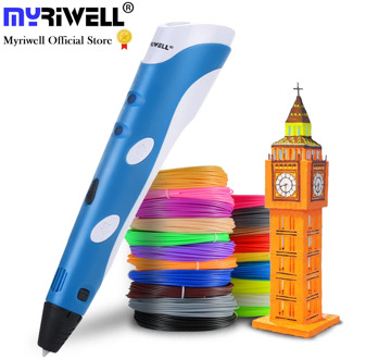 Myriwell 3D Pen With 50m 1.75mm ABS Filament Smart 3D Printing Pen 3D Handles for Kids Birthday Christmas Gift 3D Drawing Pen