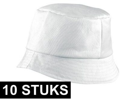 Myrtle Beach 10x Vissershoedjes/zonnehoedjes wit voor volwassenen