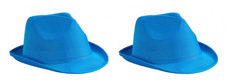 Myrtle Beach 2x stuks trilby feesthoedje blauw voor volwassenen
