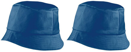 Myrtle Beach 2x stuks vissershoedjes/zonnehoedjes blauw voor volwassenen