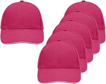 Myrtle Beach Baseball cap van 100% katoen - 6x - Roze - voor volwassenen - petjes