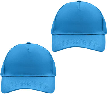 Myrtle Beach Baseball pet/cap 5 panels - 2x - turquoise blauw - volwassenen - Voordelige caps - katoen