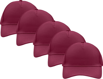 Myrtle Beach Baseball pet/cap - 5x - bordeaux rood - volwassenen - Voordelige caps - katoen
