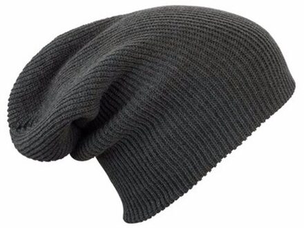 Myrtle Beach Basic beanie muts lang grijs voor dames