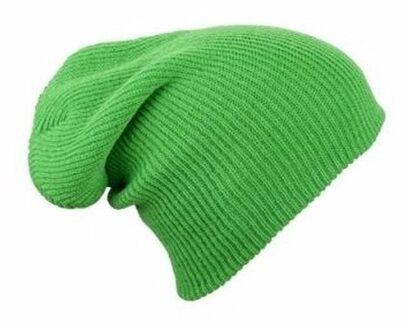 Myrtle Beach Basic beanie muts lang limegroen voor dames