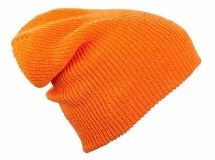 Myrtle Beach Basic beanie muts lang oranje voor dames