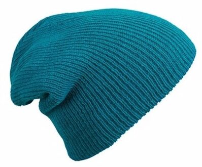 Myrtle Beach Basic beanie muts lang petrol voor dames