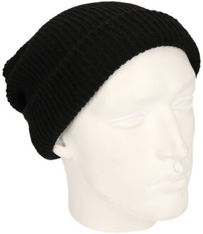 Myrtle Beach Basic beanie muts lang zwart voor heren