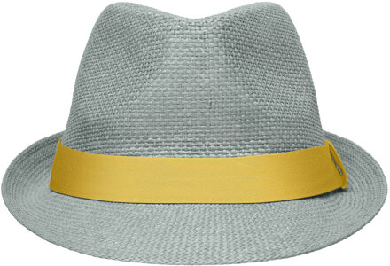 Myrtle Beach Street style trilby hoedje lichtgrijs met geel L/xl (58 cm)