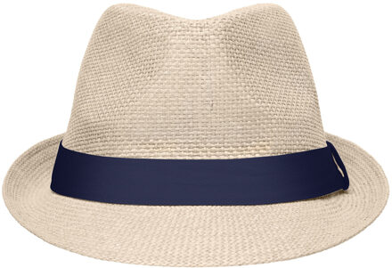 Myrtle Beach Street style trilby hoedje naturel met navy L/xl (58 cm)